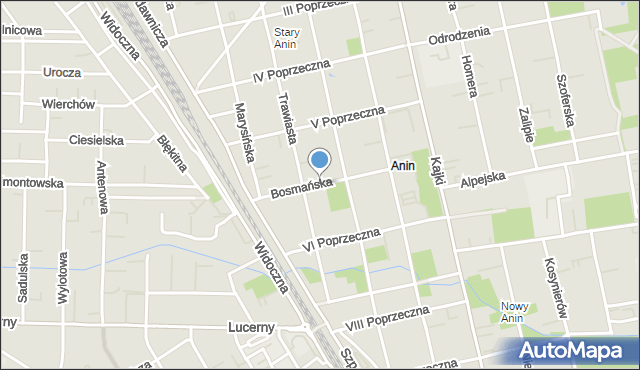 Warszawa, Bosmańska, mapa Warszawy