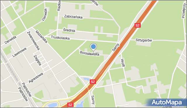 Warszawa, Bonisławska, mapa Warszawy