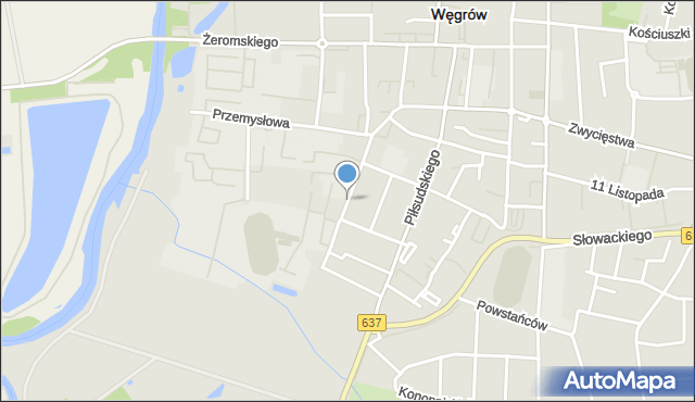 Węgrów, Bohaterów Warszawy, mapa Węgrów