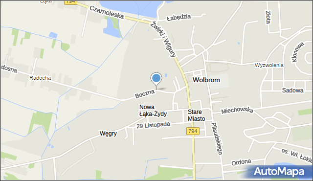 Wolbrom, Boczna, mapa Wolbrom