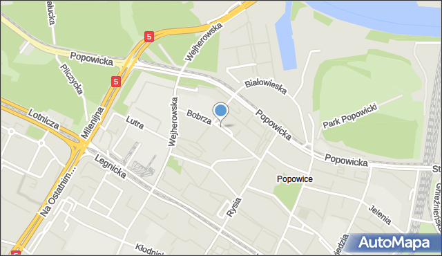 Wrocław, Bobrza, mapa Wrocławia