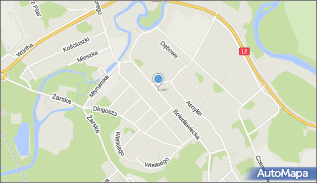 Żagań, Bolesławiecka, mapa Żagań