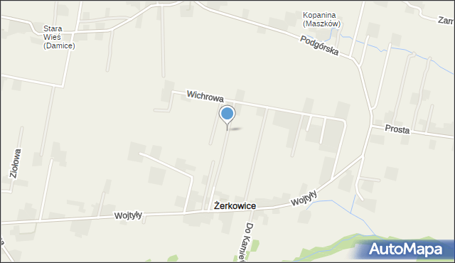 Żerkowice gmina Iwanowice, Borówkowa, mapa Żerkowice gmina Iwanowice