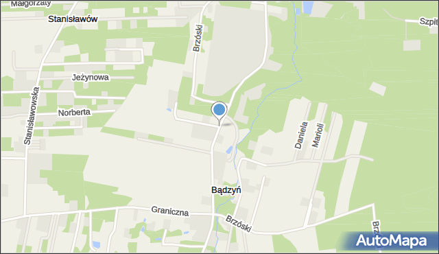 Bądzyń, Brzóski Stanisława, ks., mapa Bądzyń