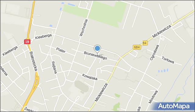 Bielsk Podlaski, Broniewskiego Władysława, mapa Bielsk Podlaski