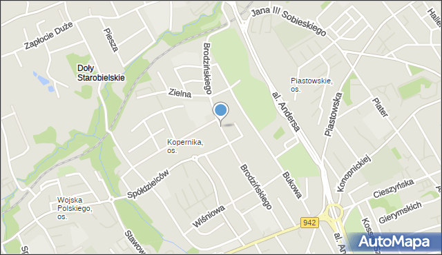 Bielsko-Biała, Brodzińskiego Kazimierza, mapa Bielsko-Białej