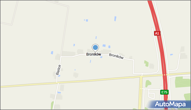 Broników gmina Piątek, Broników, mapa Broników gmina Piątek