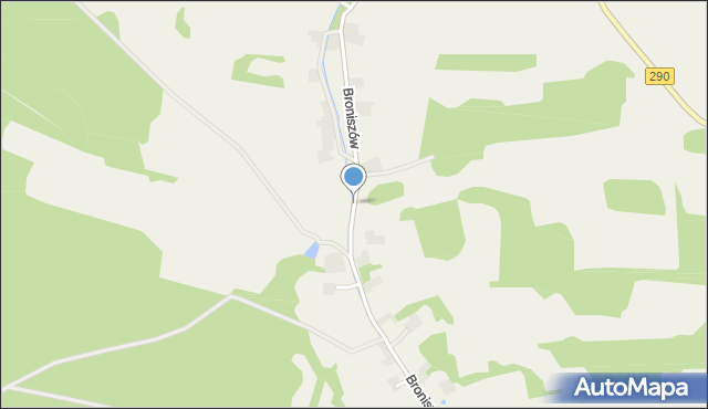 Broniszów gmina Kożuchów, Broniszów, mapa Broniszów gmina Kożuchów