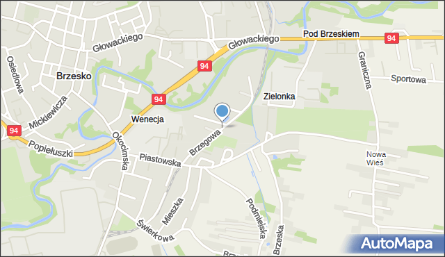 Brzesko, Brzegowa, mapa Brzesko