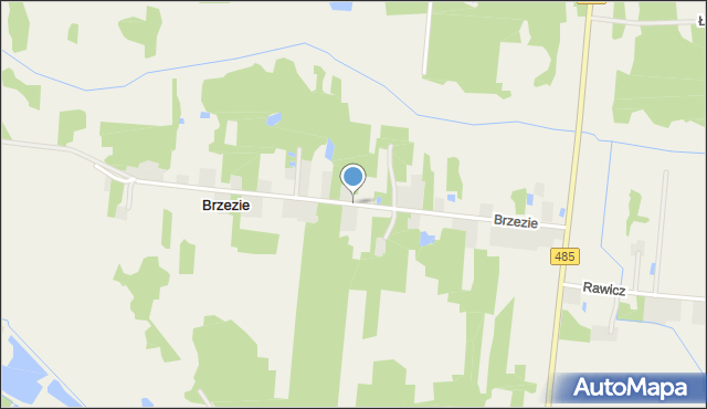 Brzezie gmina Drużbice, Brzezie, mapa Brzezie gmina Drużbice