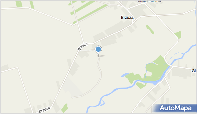 Brzuza gmina Drzewica, Brzuza, mapa Brzuza gmina Drzewica