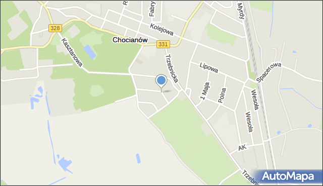 Chocianów, Brzozowa, mapa Chocianów