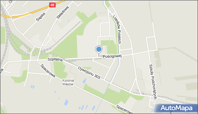 Dęblin, Brygady Pościgowej, mapa Dęblin