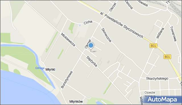 Dęblin, Brzozowa, mapa Dęblin