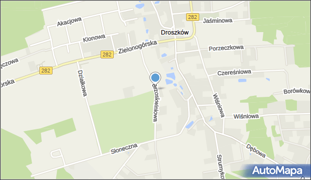 Droszków gmina Zabór, Brzoskwiniowa, mapa Droszków gmina Zabór