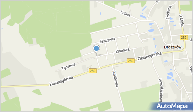 Droszków gmina Zabór, Brzozowa, mapa Droszków gmina Zabór