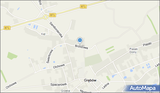 Grębów powiat tarnobrzeski, Brzozowa, mapa Grębów powiat tarnobrzeski