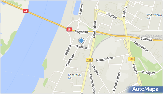 Grudziądz, Brzeźna, mapa Grudziądza