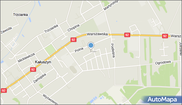 Kałuszyn powiat miński, Brzozowa, mapa Kałuszyn powiat miński