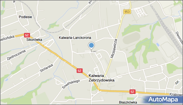 Kalwaria Zebrzydowska, Broniewskiego Władysława, mapa Kalwaria Zebrzydowska