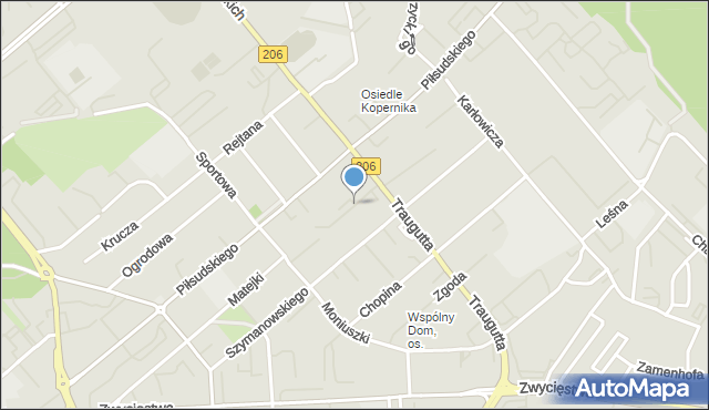 Koszalin, Broniewskiego Władysława, mapa Koszalina