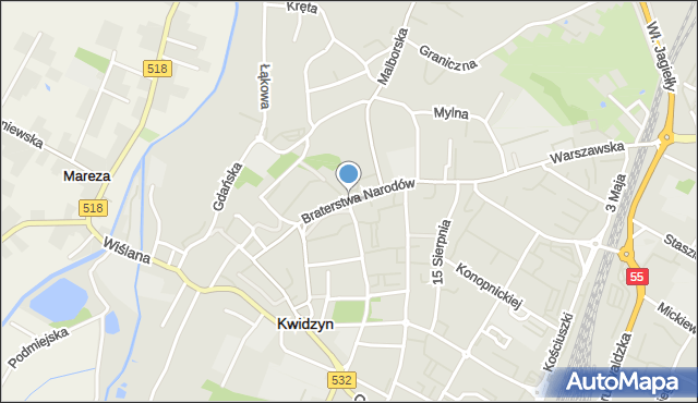 Kwidzyn, Braterstwa Narodów, mapa Kwidzyn
