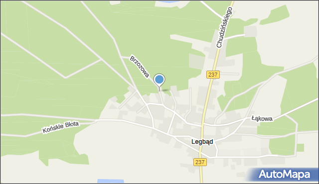 Legbąd, Brzozowa, mapa Legbąd