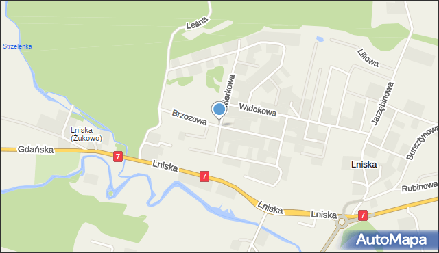 Lniska, Brzozowa, mapa Lniska