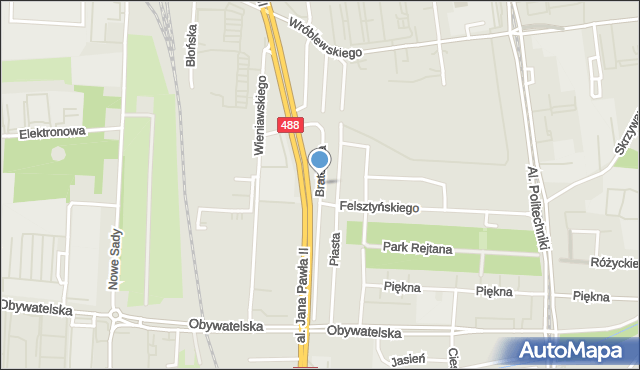 Łódź, Braterska, mapa Łodzi