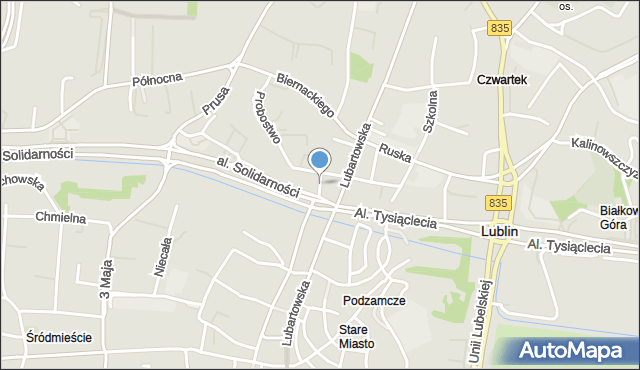 Lublin, Browarna, mapa Lublina