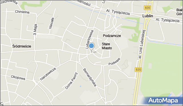 Lublin, Bramowa, mapa Lublina