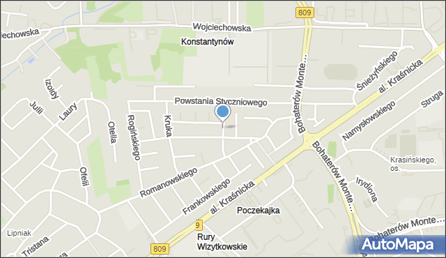 Lublin, Brzóski Stanisława, ks., mapa Lublina