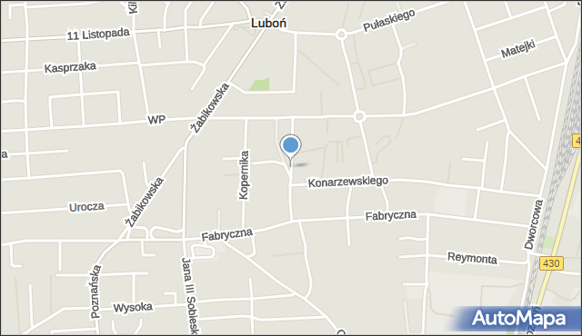 Luboń powiat poznański, Broniewskiego Władysława, mapa Luboń powiat poznański