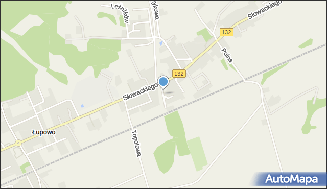 Łupowo gmina Bogdaniec, Brzozowa, mapa Łupowo gmina Bogdaniec