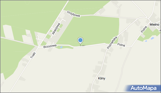 Mielno gmina Czerwonak, Brzozowa, mapa Mielno gmina Czerwonak