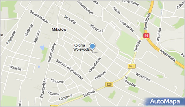 Mikołów, Brzoskwiniowa, mapa Mikołów