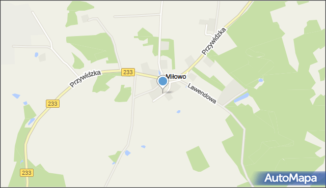 Miłowo gmina Przywidz, Brzozowa, mapa Miłowo gmina Przywidz
