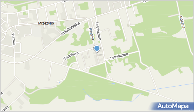 Mrzeżyno, Brzozowa, mapa Mrzeżyno