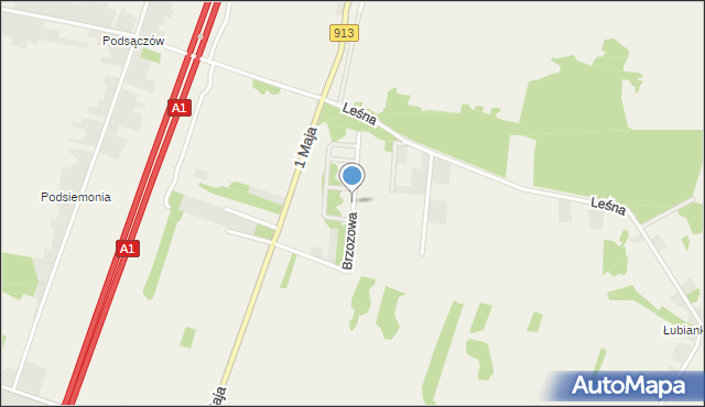 Myszkowice gmina Bobrowniki, Brzozowa, mapa Myszkowice gmina Bobrowniki