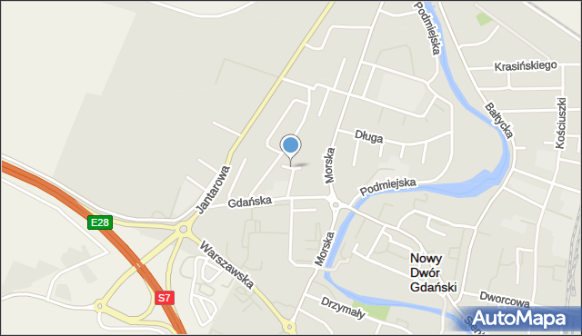 Nowy Dwór Gdański, Brzask, mapa Nowy Dwór Gdański