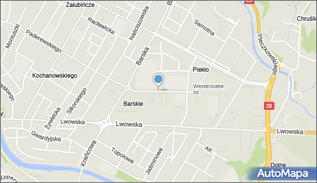 Nowy Sącz, Broniewskiego Władysława, mapa Nowego Sącza