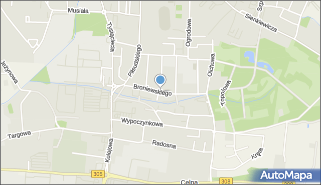 Nowy Tomyśl, Broniewskiego Władysława, mapa Nowy Tomyśl