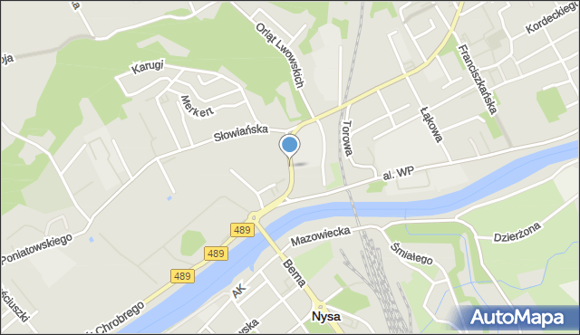 Nysa, Bramy Grodkowskiej, mapa Nysy