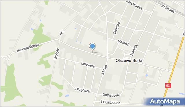 Olszewo-Borki, Broniewskiego Władysława, mapa Olszewo-Borki