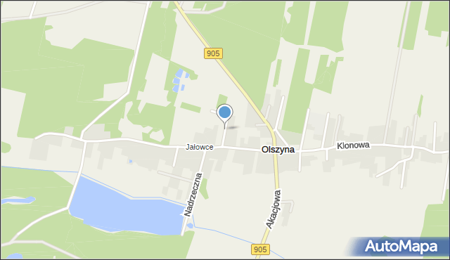 Olszyna gmina Herby, Brzozowa, mapa Olszyna gmina Herby