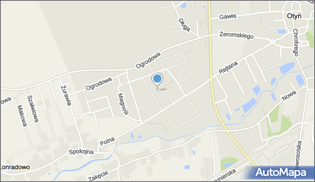 Otyń, Brzoskwiniowa, mapa Otyń