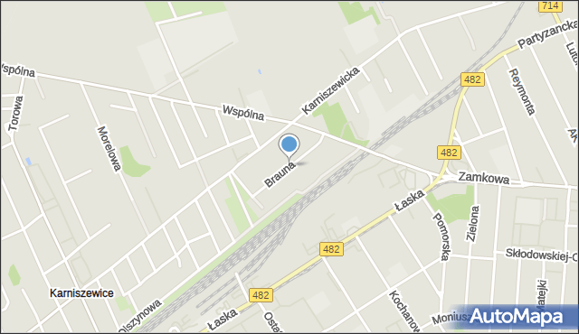 Pabianice, Brauna Mieczysława, mapa Pabianic
