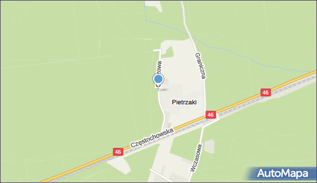Pietrzaki, Brzozowa, mapa Pietrzaki