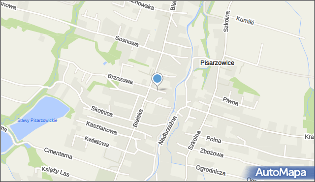 Pisarzowice gmina Wilamowice, Brzoskwiniowa, mapa Pisarzowice gmina Wilamowice