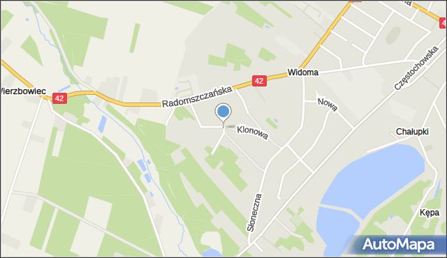 Przedbórz powiat radomszczański, Brzozowa, mapa Przedbórz powiat radomszczański